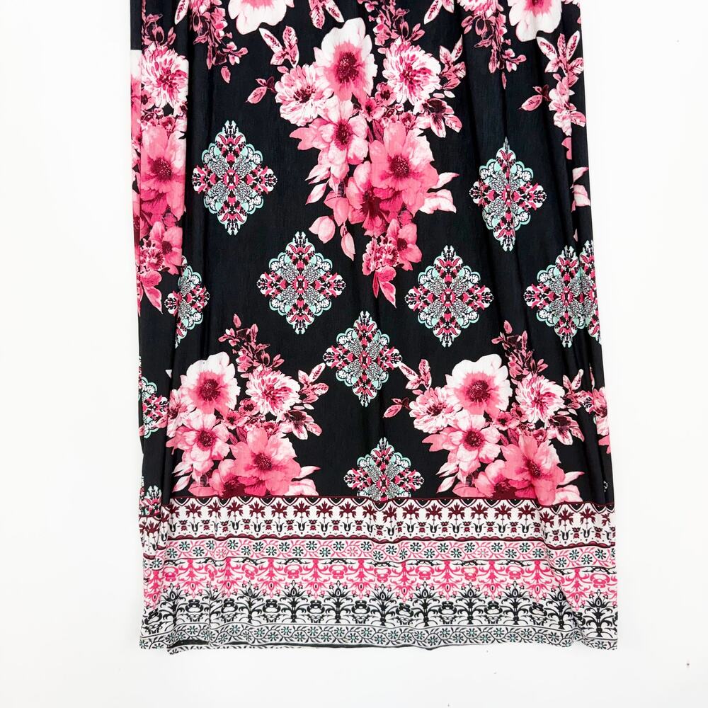 Three Pink Hearts Sleeveless Black & Pink Floral Blouson Maxi Dress Women's XL - Picture 3 of 13